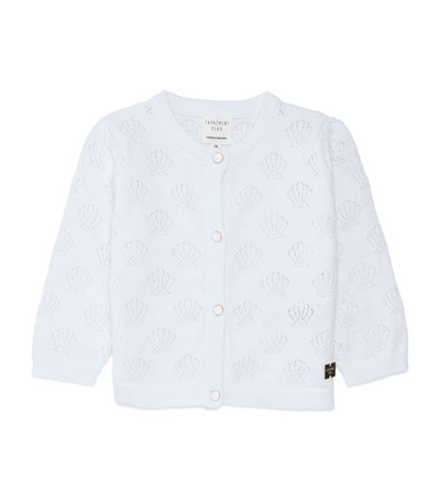 Shop Carrèment Beau Carrement Beau Cotton Embellished Cardigan (6-18 Months) In White