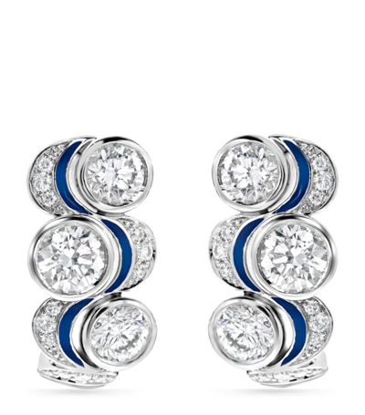 Shop Boodles Platinum And Diamond Over The Moon Earrings In Silver