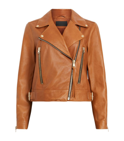 Shop Allsaints Leather Beale Biker Jacket In Brown