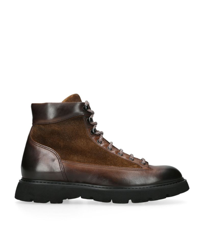 Shop Doucal's Leather-suede Hiking Boots In Brown