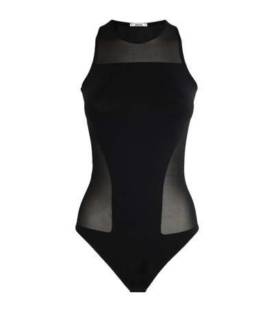 Shop Wolford Sheer Opaque Bodysuit In Black