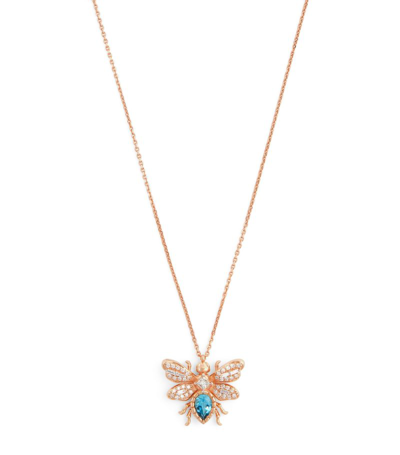 Shop Bee Goddess Rose Gold, Diamond And Topaz Honey Bee Necklace