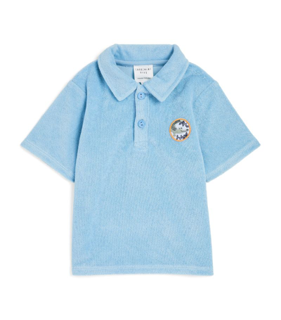 Shop Carrèment Beau Carrement Beau Cotton-blend Terry Polo Shirt (6-18 Months) In Turquoise