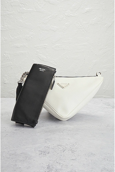 Shop Prada 2 Way Shoulder Bag In White & Black