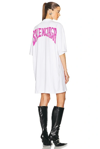 Shop Balenciaga T Shirt Dress In White & Pink