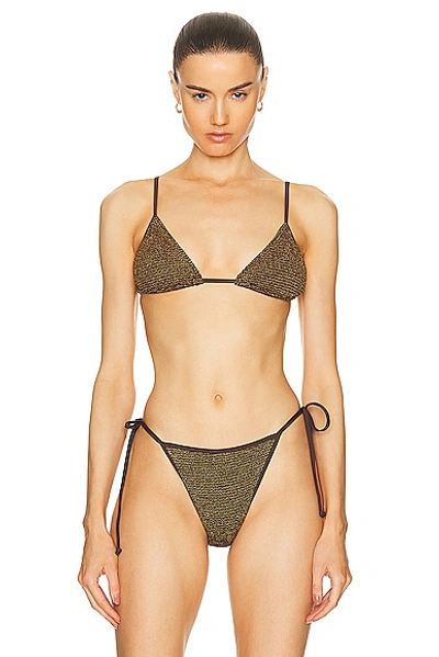 Shop Bond Eye Luana Triangle Bikini Top In Cocoa Lurex