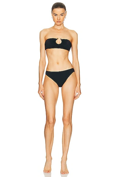 Shop Bottega Veneta Strapless Bikini Set In Black