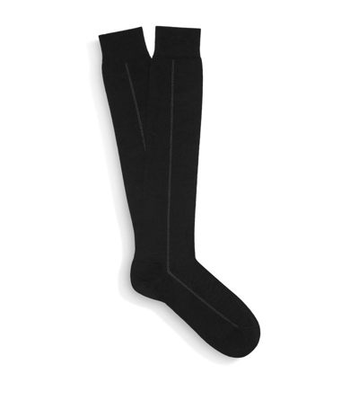 Shop Zegna Cotton-blend Mid-calf Socks In Black