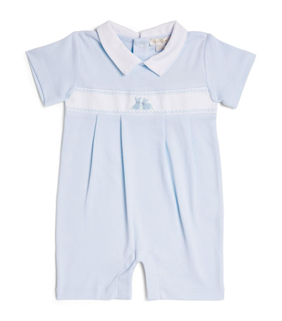 Shop Kissy Kissy Collared Embroidered Playsuit (0-18 Months) In Blue