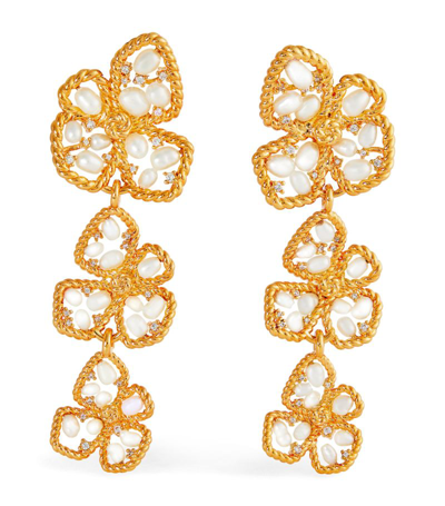Shop Zimmermann Gold-plated Brass And Pearl Bloom Earrings