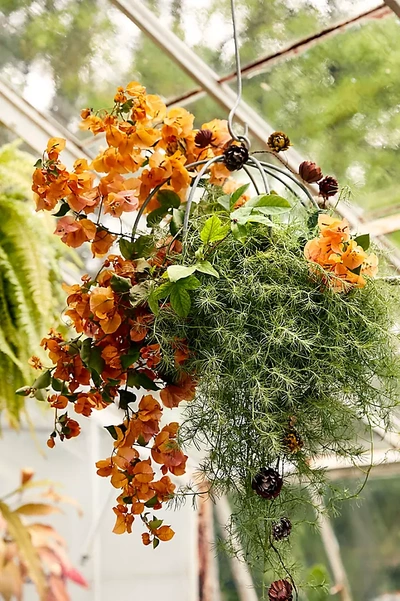 Terrain Sphere Rust Patina Hanging Basket, 14"