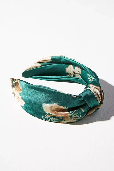 Shop By Anthropologie Everly Satin Knot Headband In Green