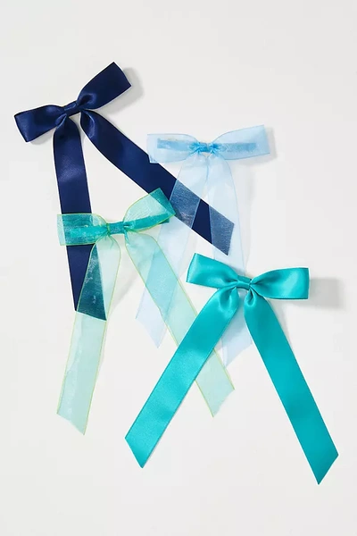 Shop By Anthropologie Organza Hair Bows, Set Of 4 In Blue
