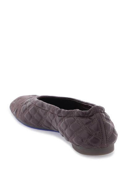 Shop Burberry Quilted Leather Sadler Ballet Flats In Brown,purple