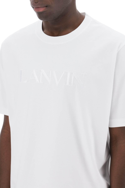 Shop Lanvin Embroidered Logo T-shirt In White