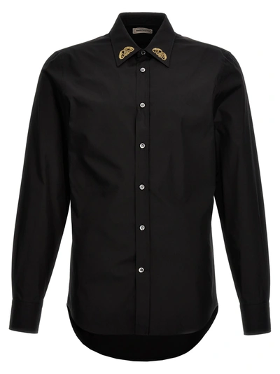 Shop Alexander Mcqueen Embroidered Collar Shirt Shirt, Blouse Black