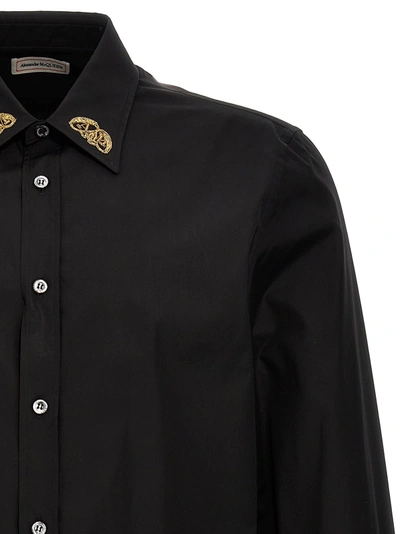 Shop Alexander Mcqueen Embroidered Collar Shirt Shirt, Blouse Black