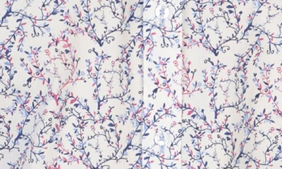 Tailorbyrd Floral Poplin Stretch Shirt In White Dove
