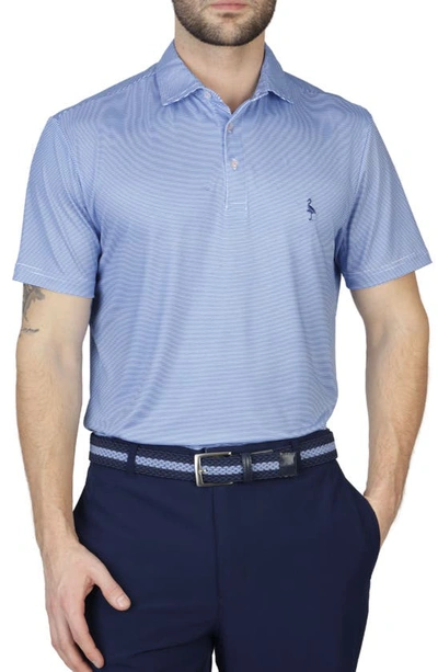 Shop Tailorbyrd Stripes Performance Knit Polo In Admiral Blue