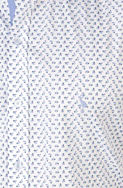 Shop Tailorbyrd Geo Poplin Stretch Short Sleeve Shirt In White Dove