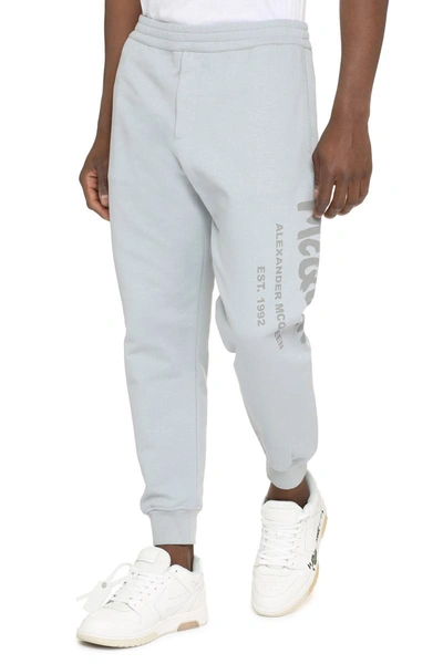 Shop Alexander Mcqueen Logo Print Sweatpants In Blue