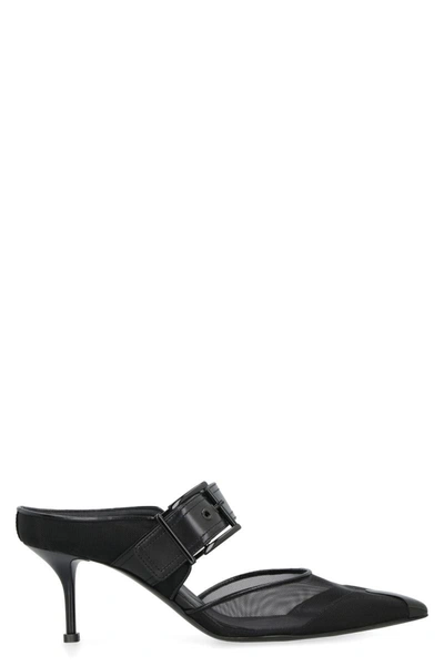 Shop Alexander Mcqueen Punk Leather Sandals In Black