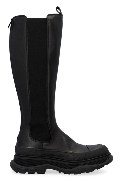 Shop Alexander Mcqueen Tread Slick Knee-boots In Black