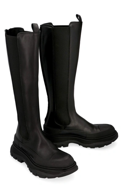 Shop Alexander Mcqueen Tread Slick Knee-boots In Black