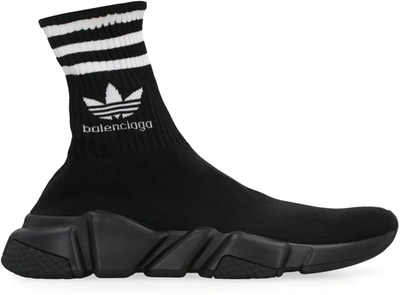 Shop Balenciaga X Adidas -speed Trainers Knitted Sock-sneakers In Black