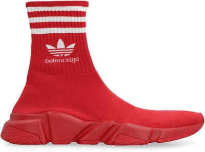 Shop Balenciaga X Adidas -speed Trainers Knitted Sock-sneakers In Red