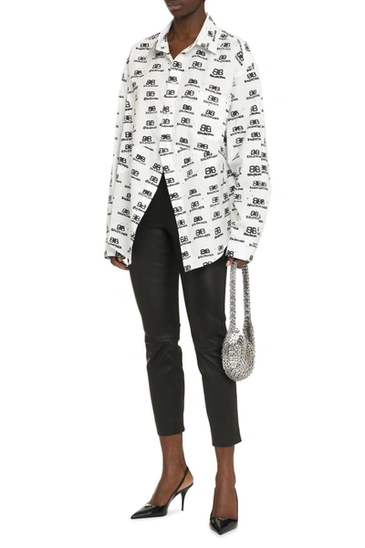 Shop Balenciaga Printed Cotton Shirt In White