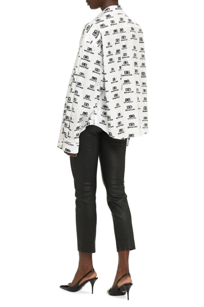 Shop Balenciaga Printed Cotton Shirt In White