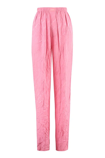 Shop Balenciaga Silk Trousers In Pink