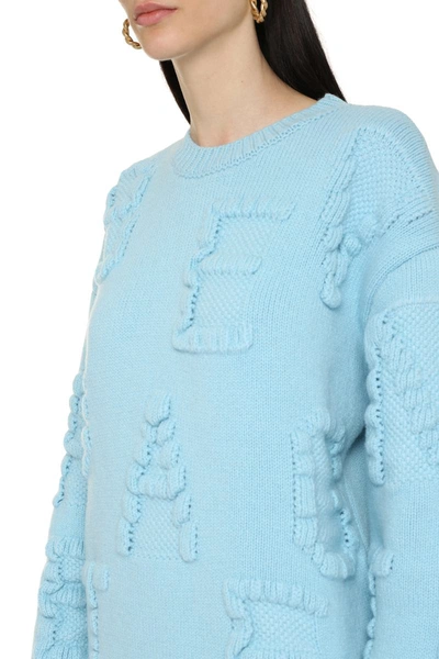 Shop Bottega Veneta Crew-neck Wool Sweater In Blue