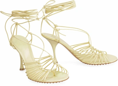 Shop Bottega Veneta Dot Heeled Sandals In Panna