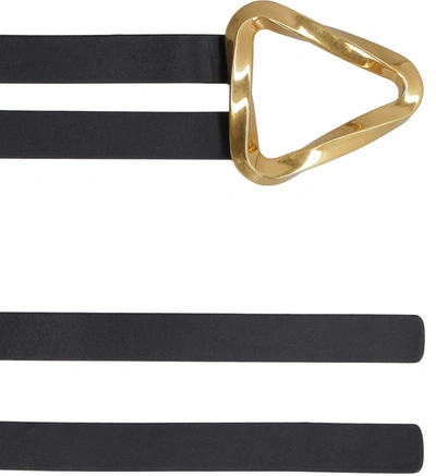 Shop Bottega Veneta Grasp Leather Double Strap Belt In Black