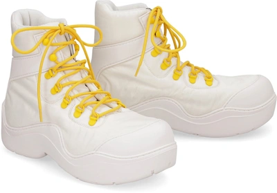Shop Bottega Veneta Puddle Bomber Ankle Boots In White