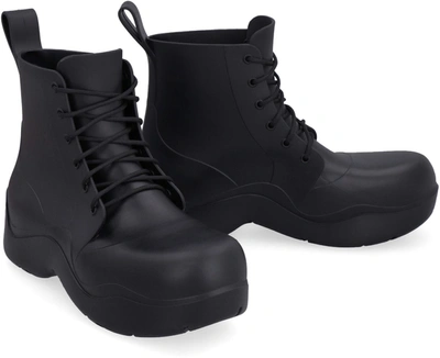 Shop Bottega Veneta Puddle Lace-up Ankle Boots In Black