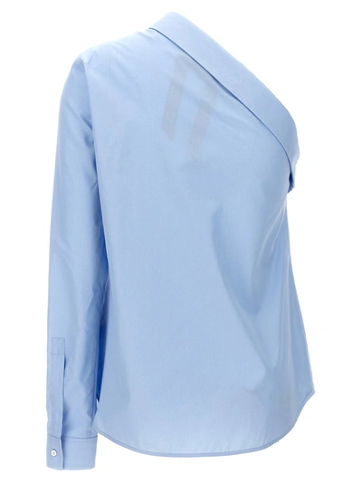 Shop N°21 One-shoulder Shirt With Logo Embroidery Shirt, Blouse Light Blue