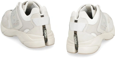 Shop Fendi Faster Nubuck Low-top Sneakers In Grey