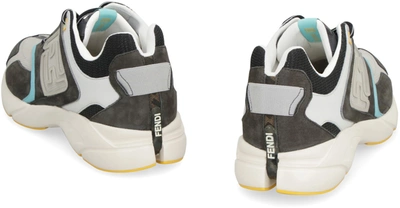 Shop Fendi Faster Nubuck Low-top Sneakers In Grey
