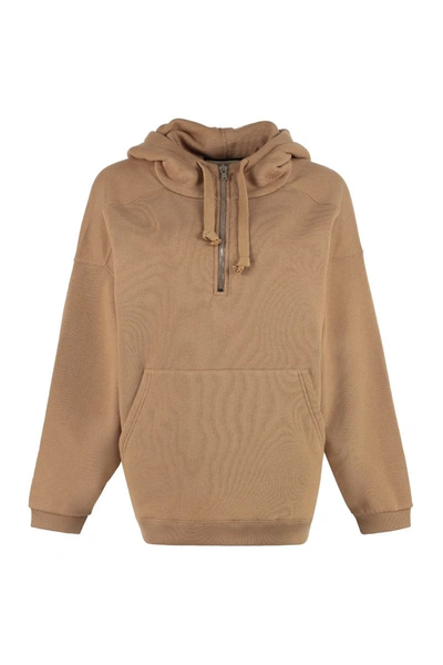 Shop Gucci Cotton Hoodie In Camel