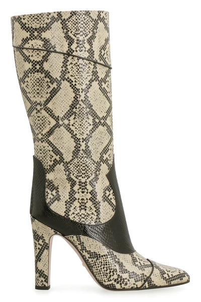 Shop Gucci Leather Boots In Animalier