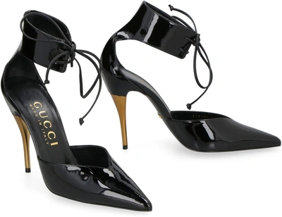 Shop Gucci Patent Leather Pointy-toe Pumps In Black