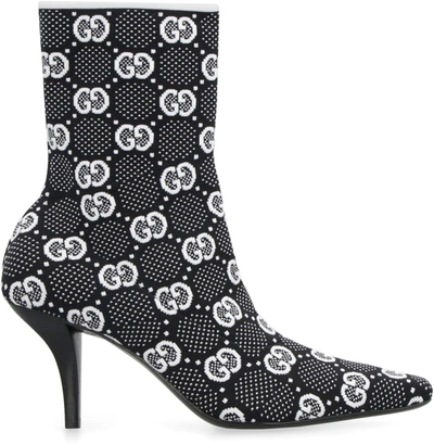 Shop Gucci Sock Ankle Boots In Black