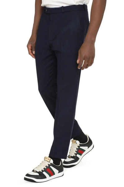 Shop Gucci Wool Trousers In Blue