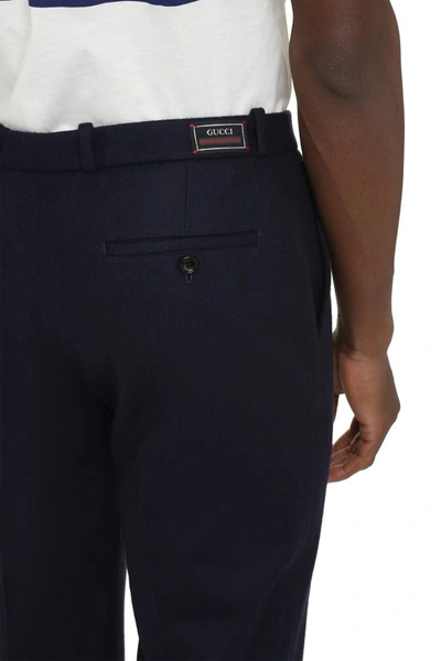 Shop Gucci Wool Trousers In Blue
