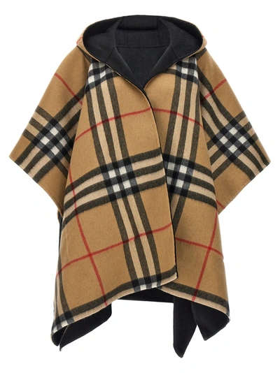 Shop Burberry Reversible Hooded Cape Capes Multicolor