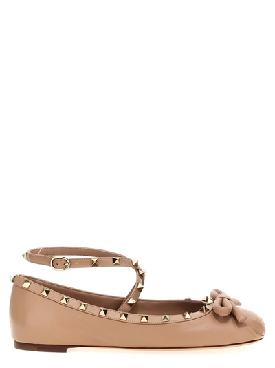 Shop Valentino Rockstud Flat Shoes Pink