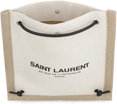 Shop Saint Laurent Universite Canvas Crossbody Bag In Ecru